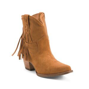 DINGO Camel Suede Fringe Fandango Western Boots